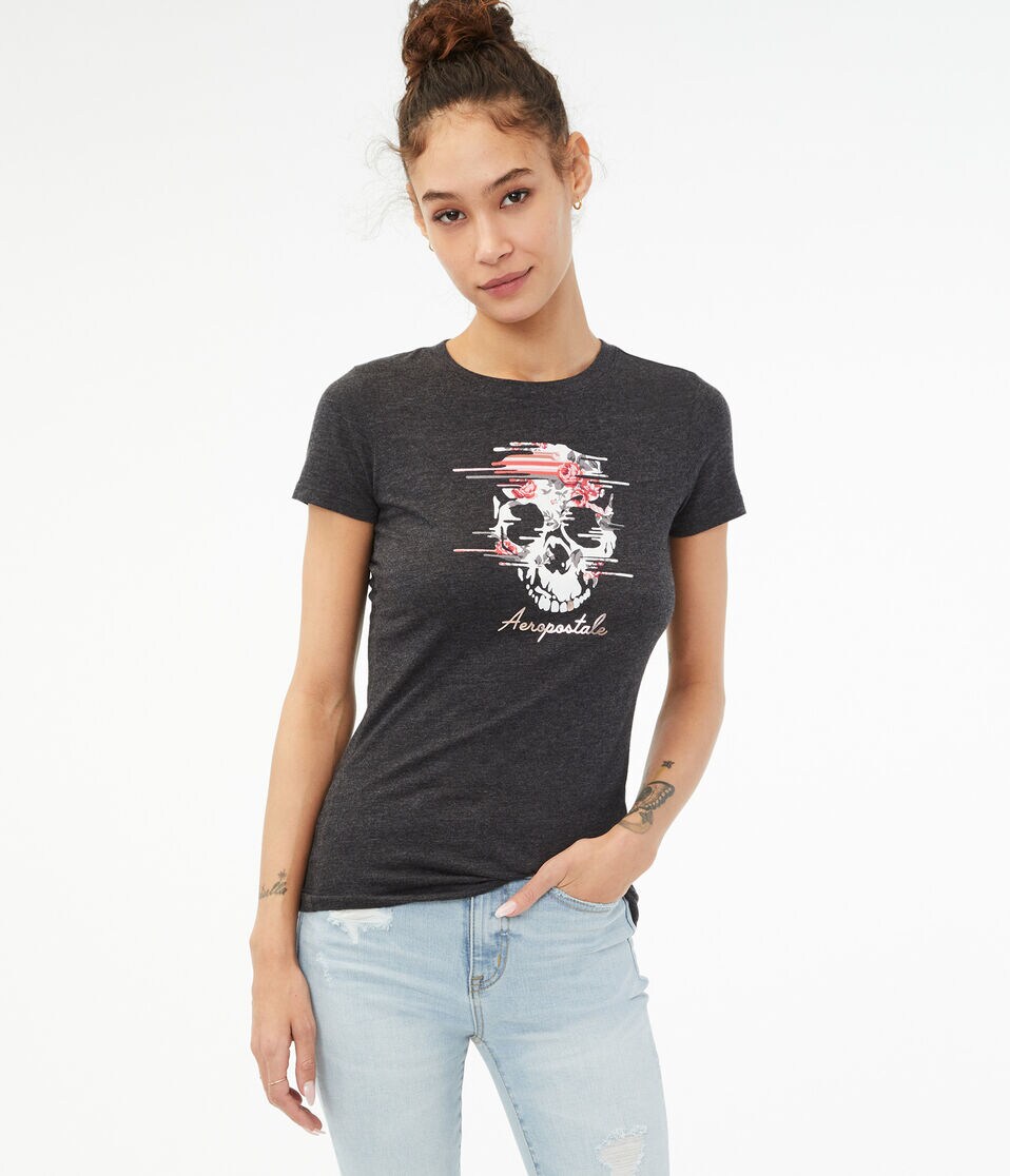 Floral Skull Graphic Tee