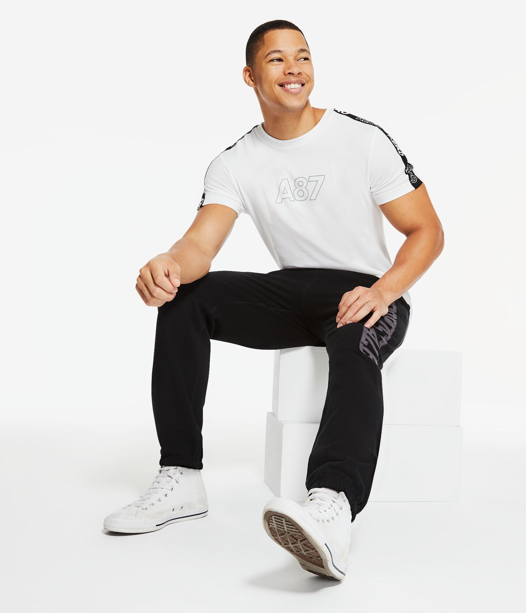 A87 Logo Sleeve Tape Stretch Graphic Tee