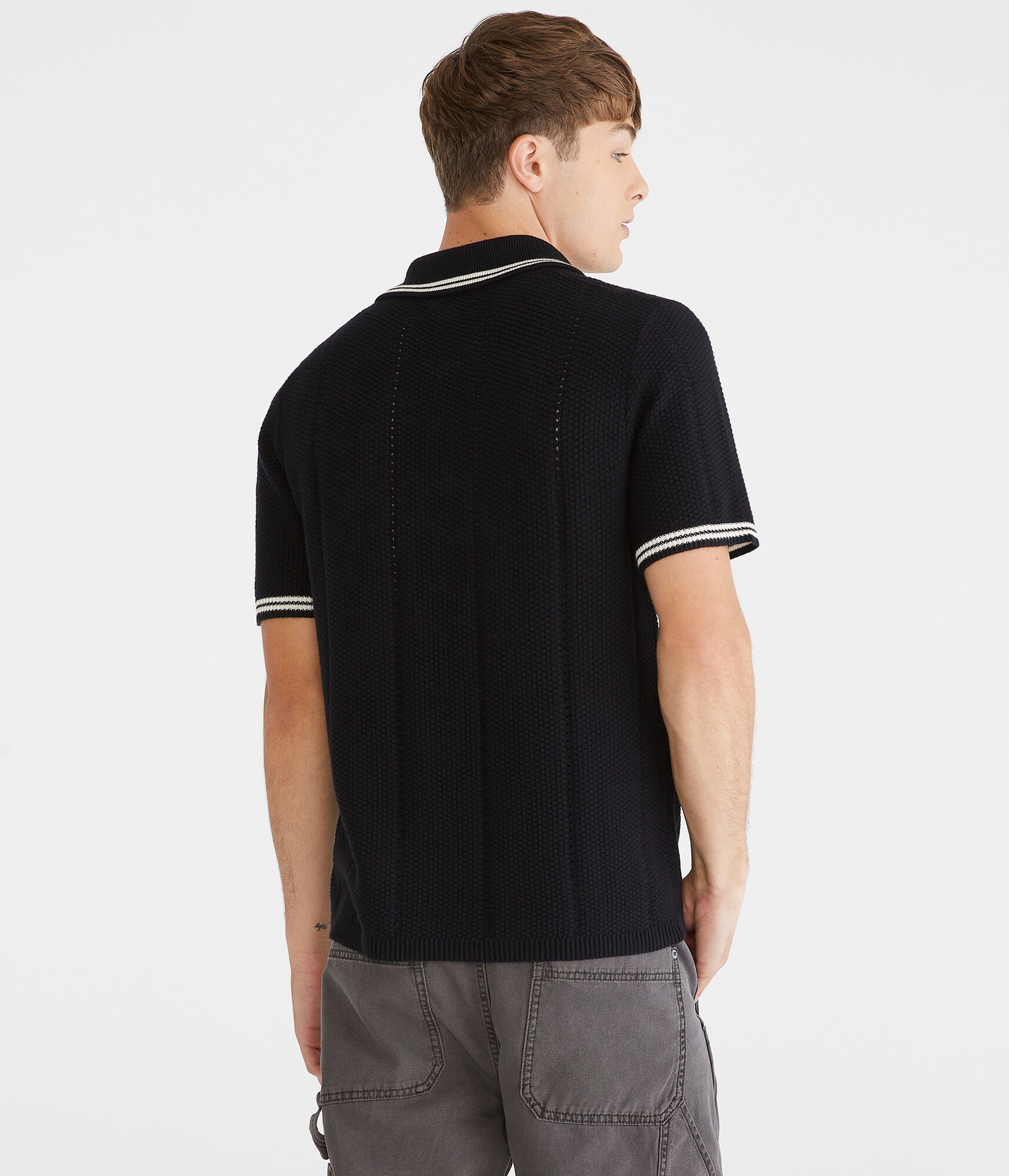 Solid Tipped Crocheted Polo