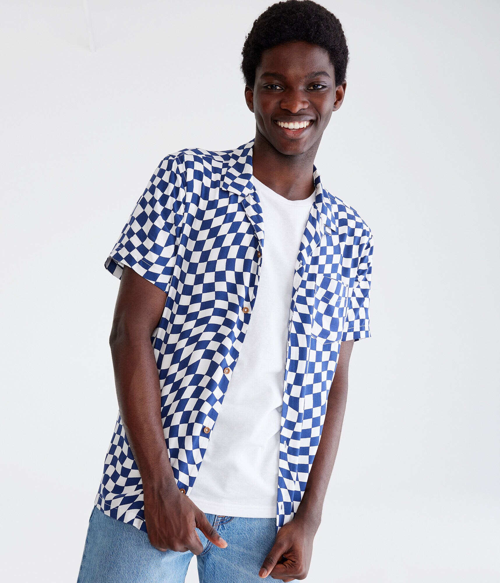Checker Print Camp Shirt