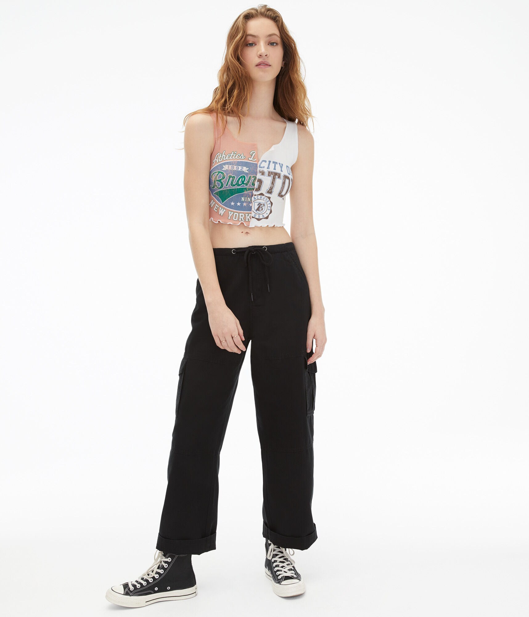 High-Rise Wide Leg Cargo Pants