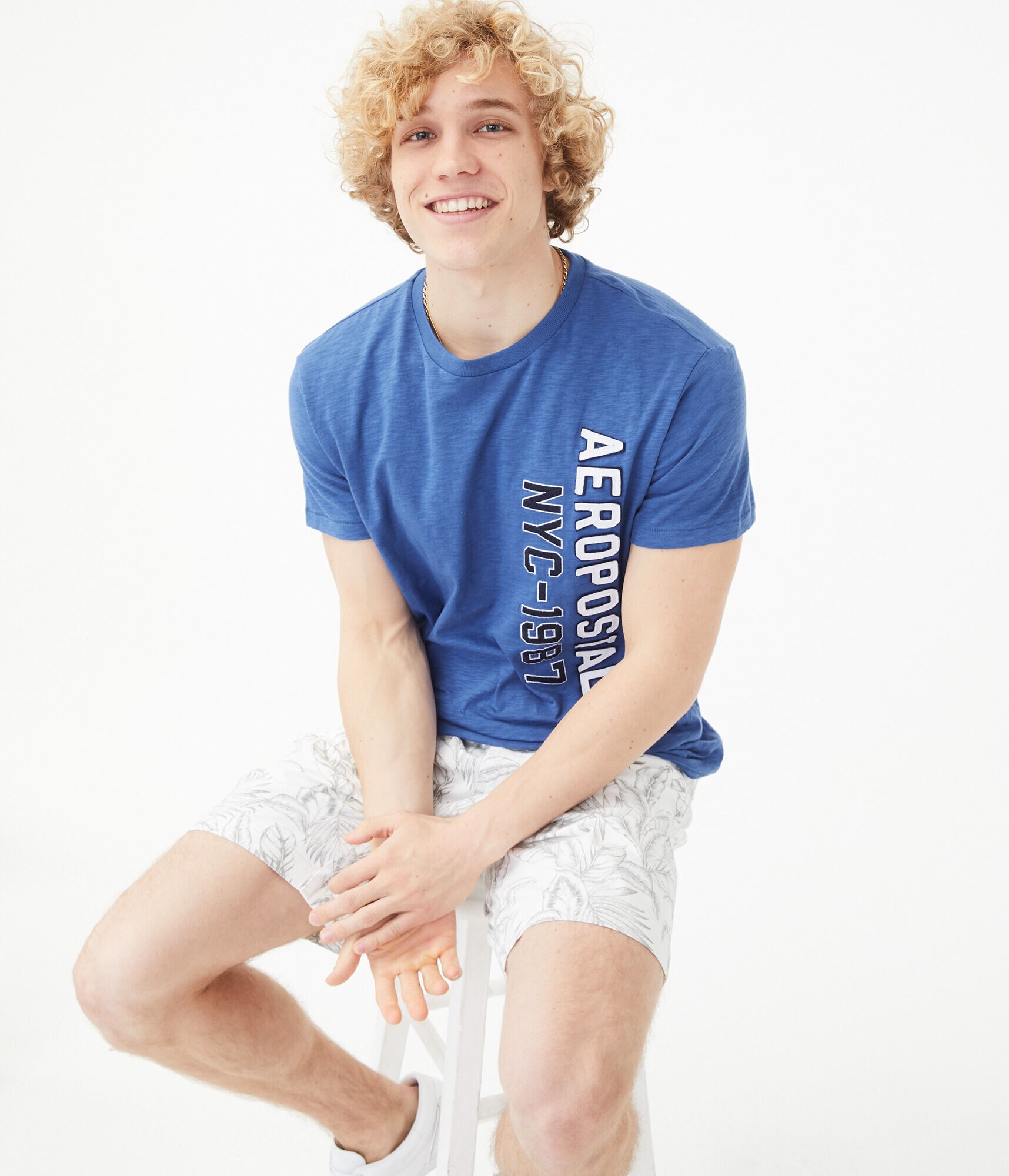 Vertical Aeropostale NYC-1987 Appliqu&eacute; Graphic Tee