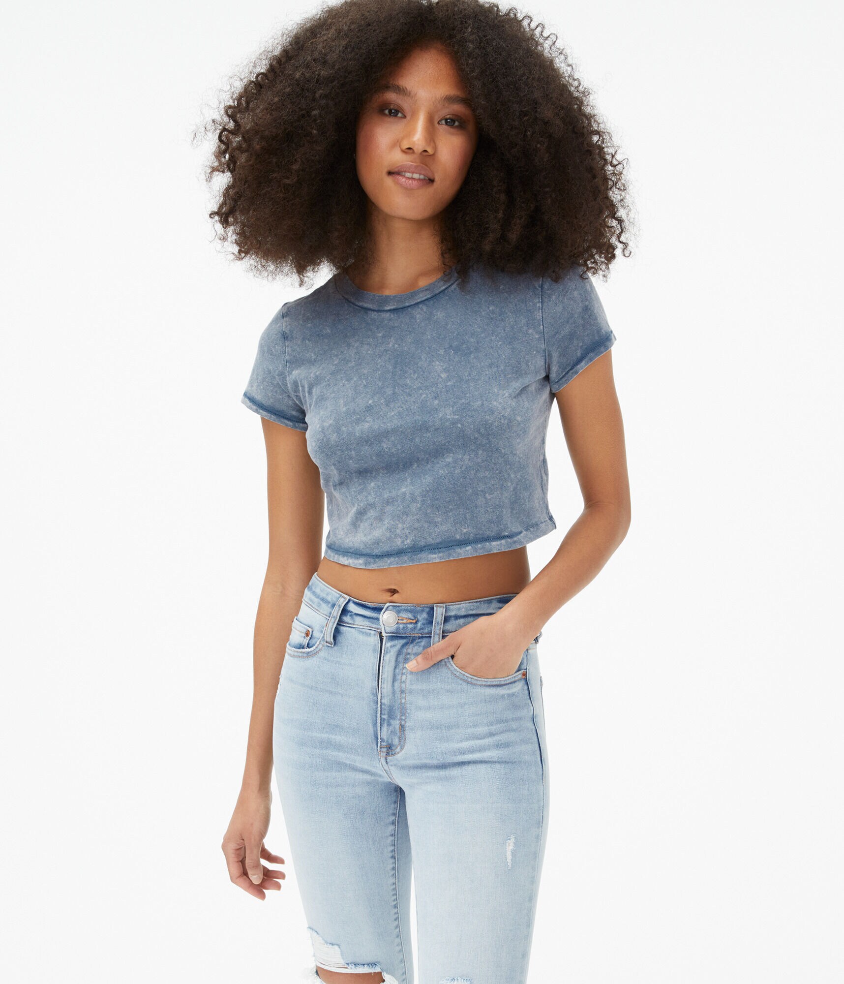 '90s Slim Kate Denim Wash Cropped Tee