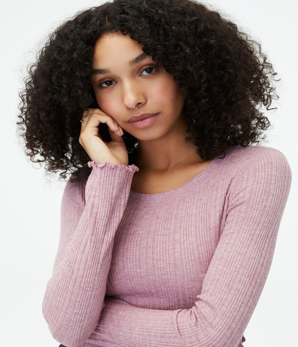 Long Sleeve Cozy Cropped Shrunken Tee