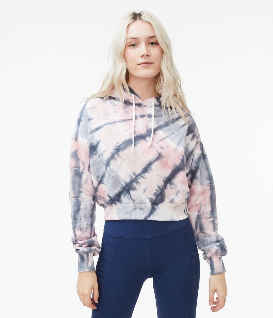Tie-Dye Cropped Pullover Hoodie