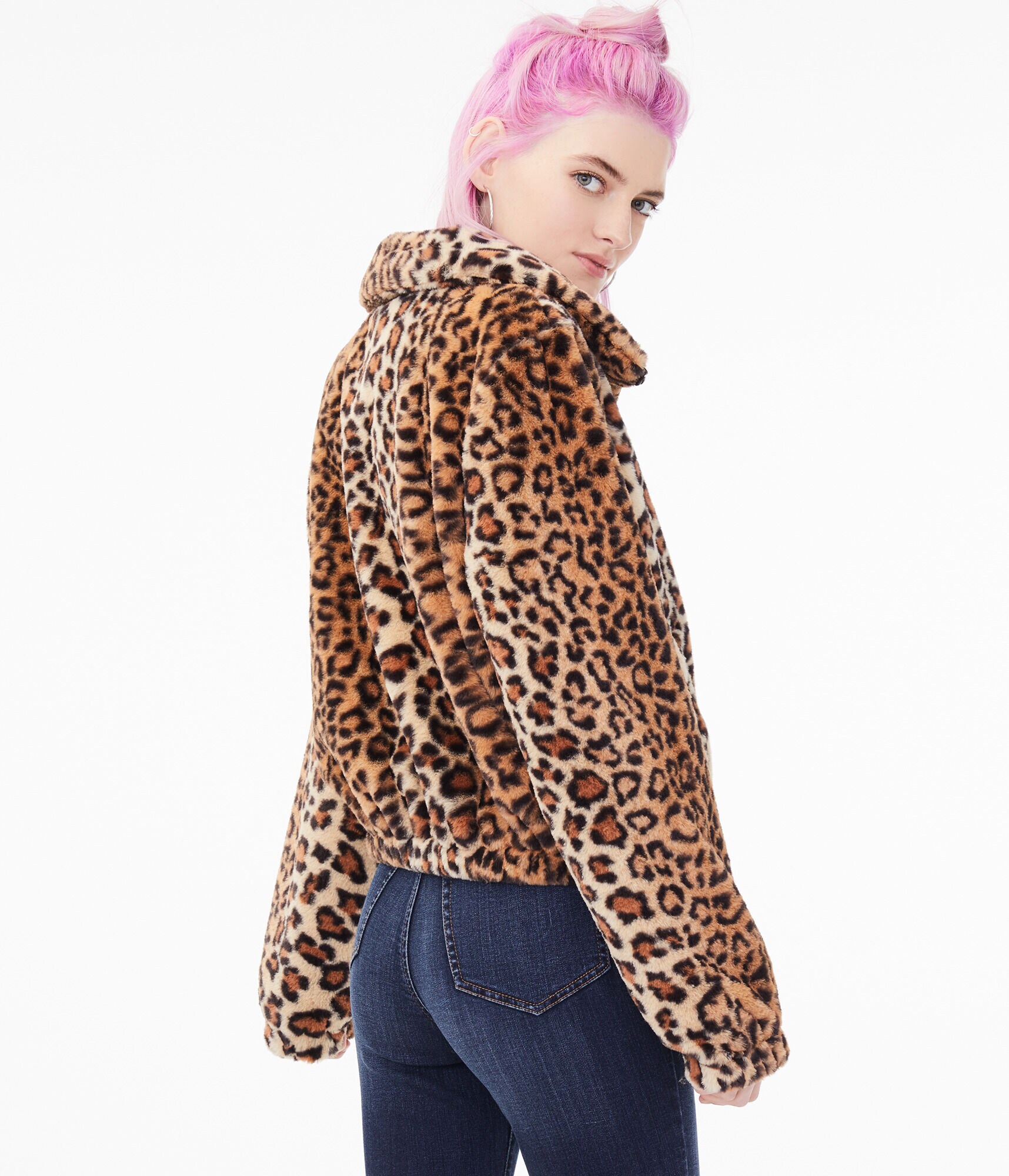 Leopard Faux Fur Chubby Jacket