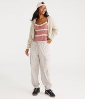 High-Rise Twill Cargo Joggers