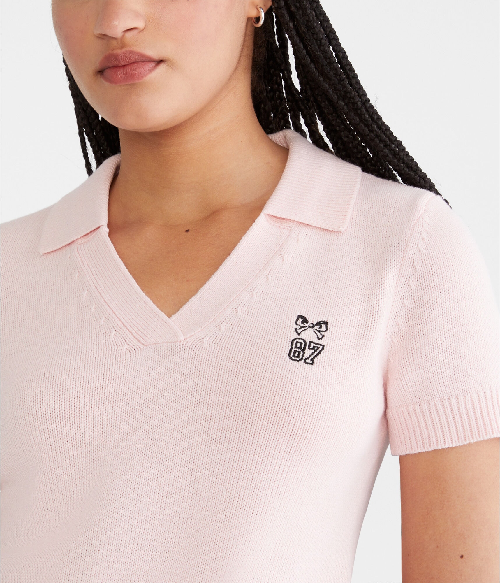 Bow 87 Cropped Graphic Sweater Polo