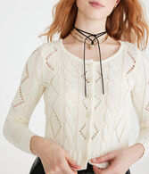 Long Sleeve Cropped Pointelle Cardigan