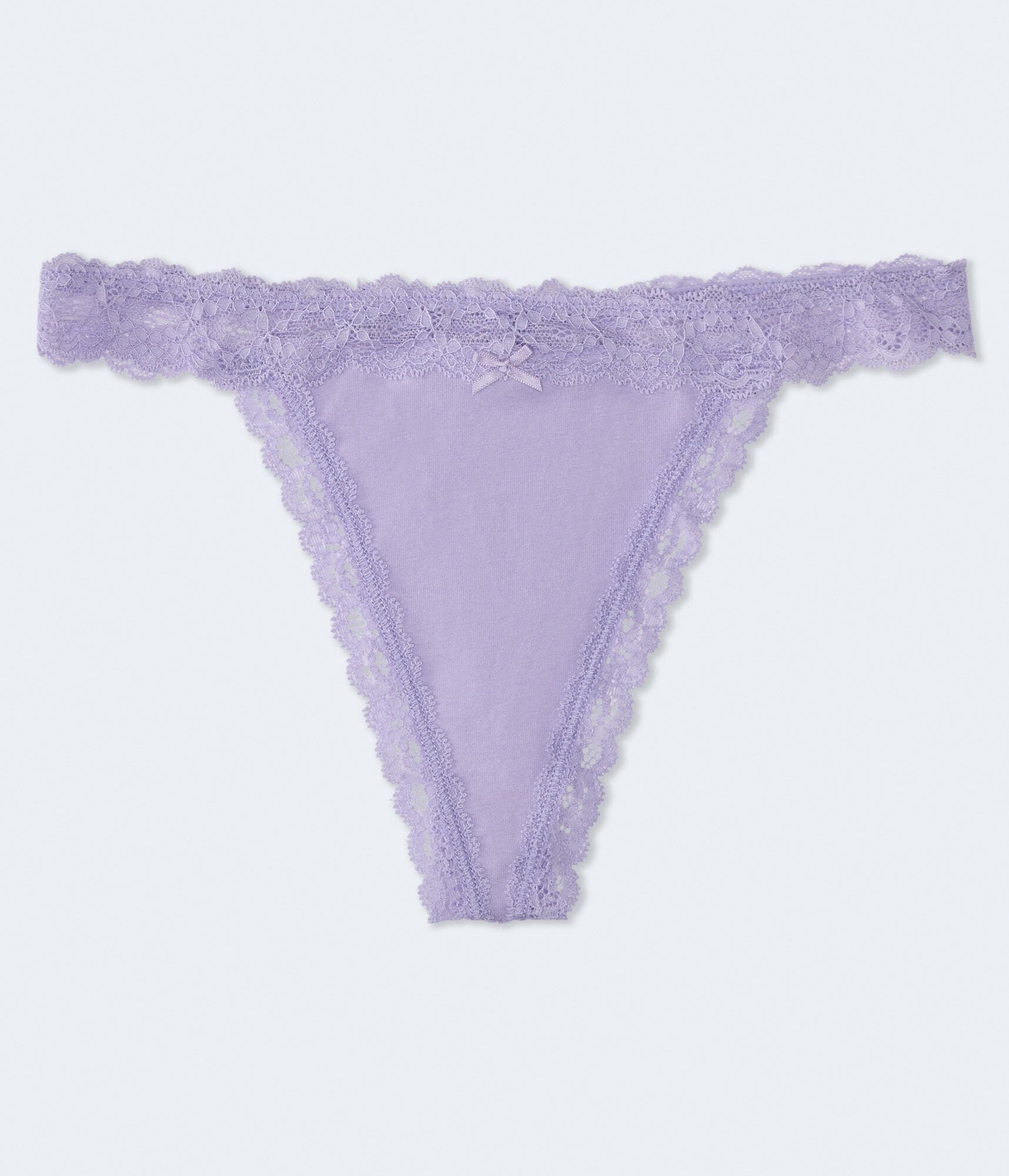 Solid Lace-Trim Low-Rise Thong