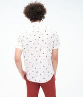 Camping Print Button-Down Shirt