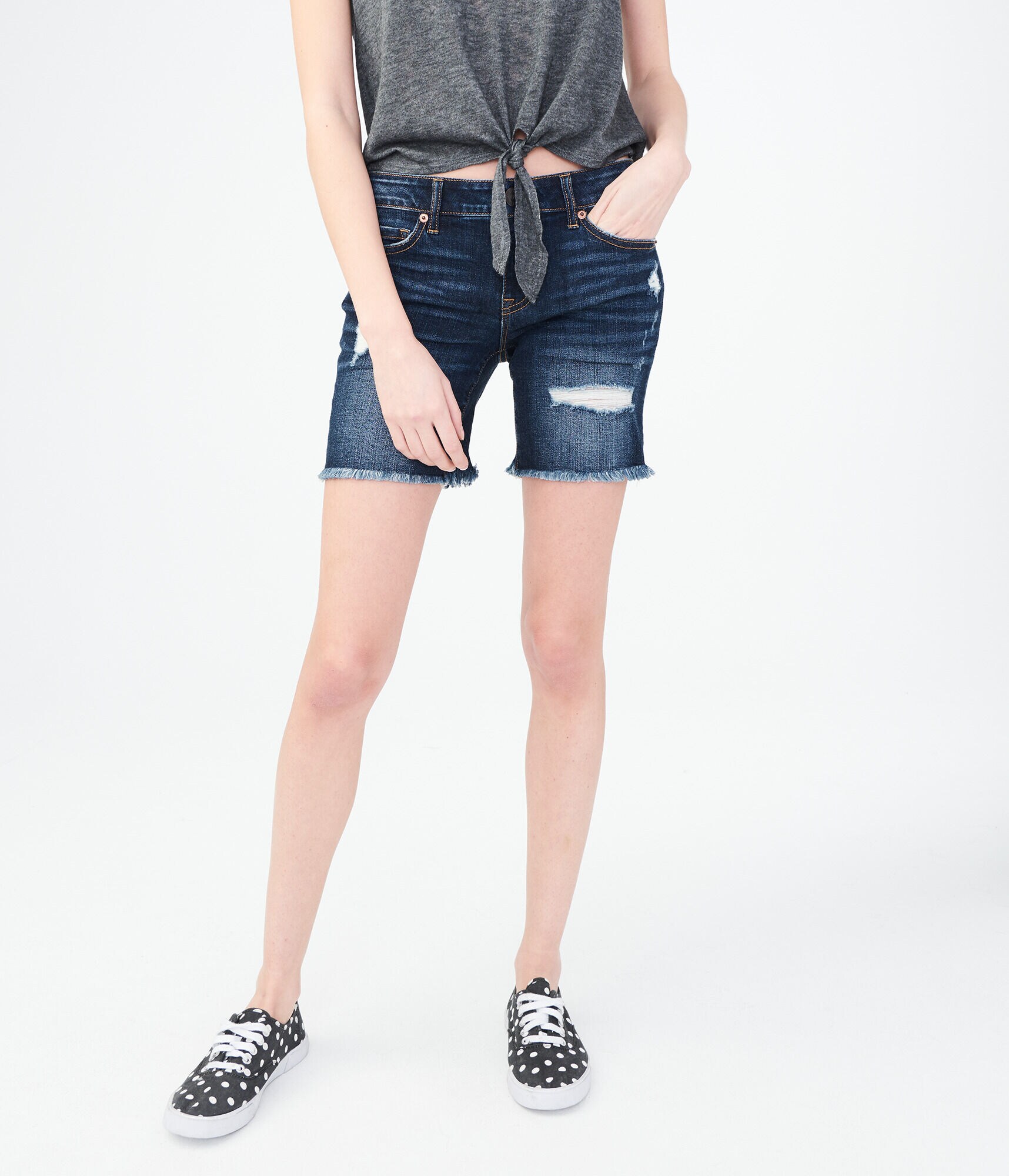 【2plan】Broing damage bermuda denim pants 2plan】Broing damage bermuda denim pants (2plan/デニム