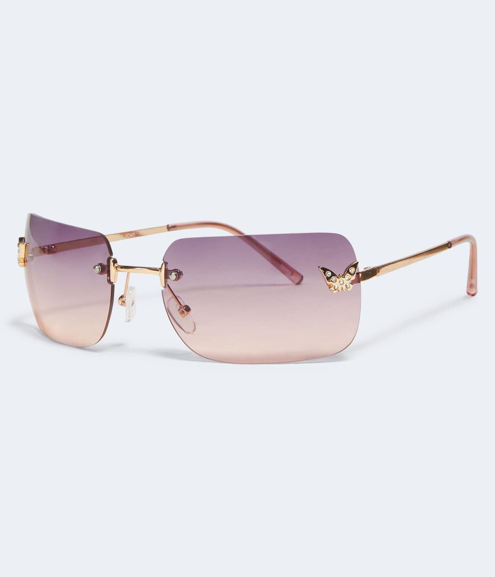 Rhinestone Butterfly Rimless Sunglasses