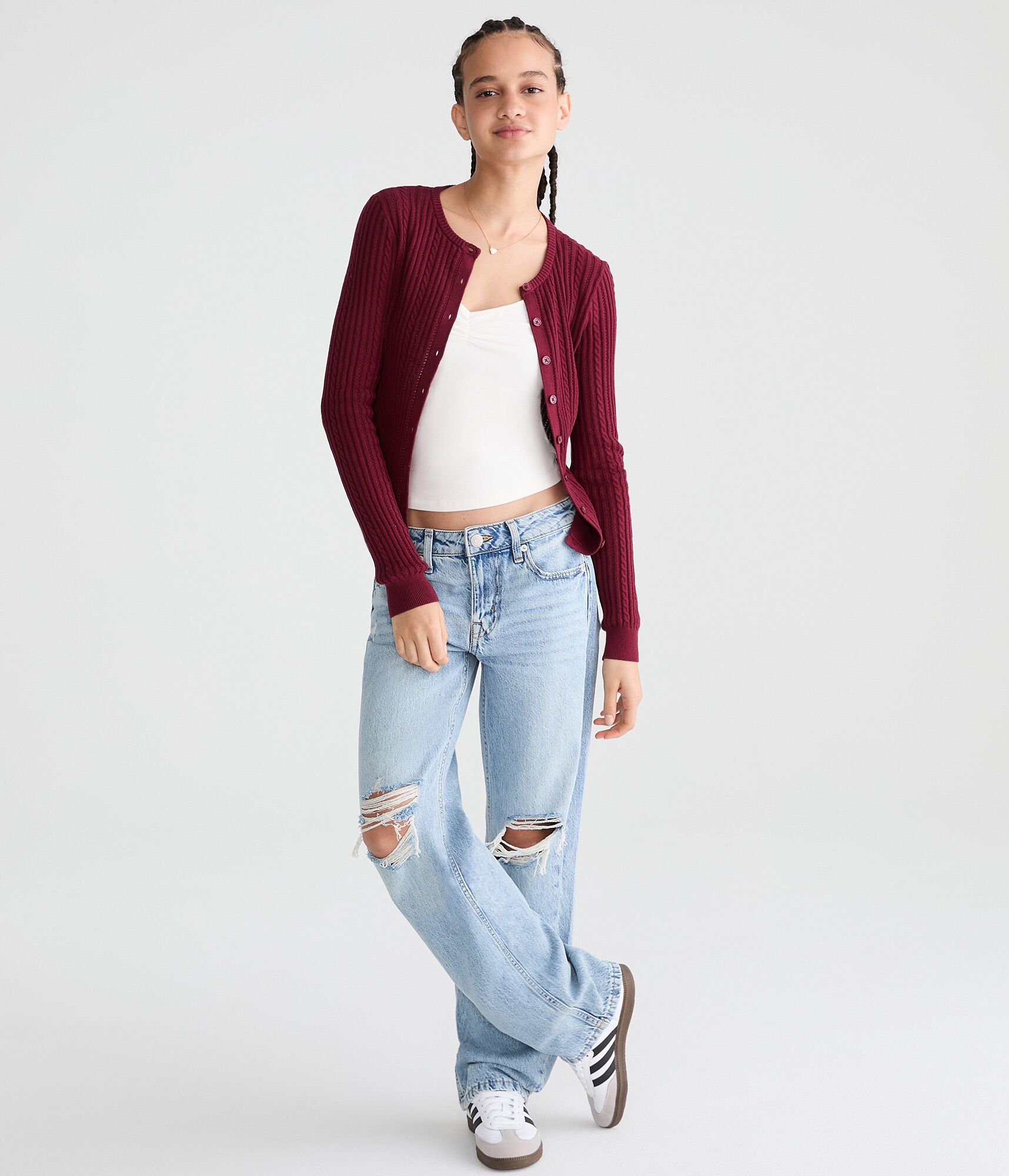 Ribbed Crew Cardigan