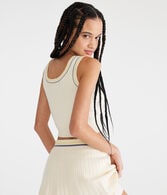 Striped Cropped Scoop-Neck Sweater Tank