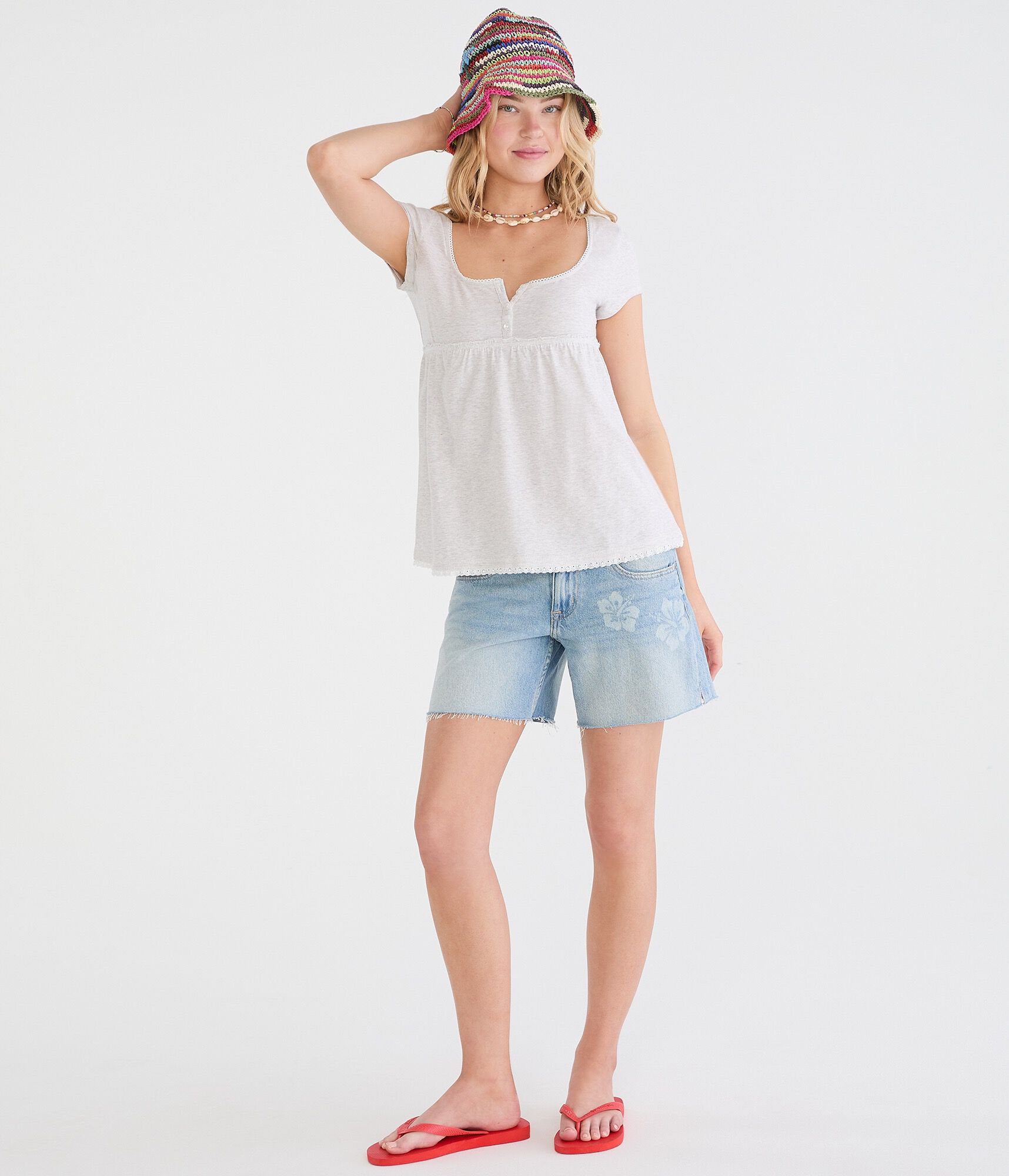 Seriously Soft Y2K Babydoll Henley