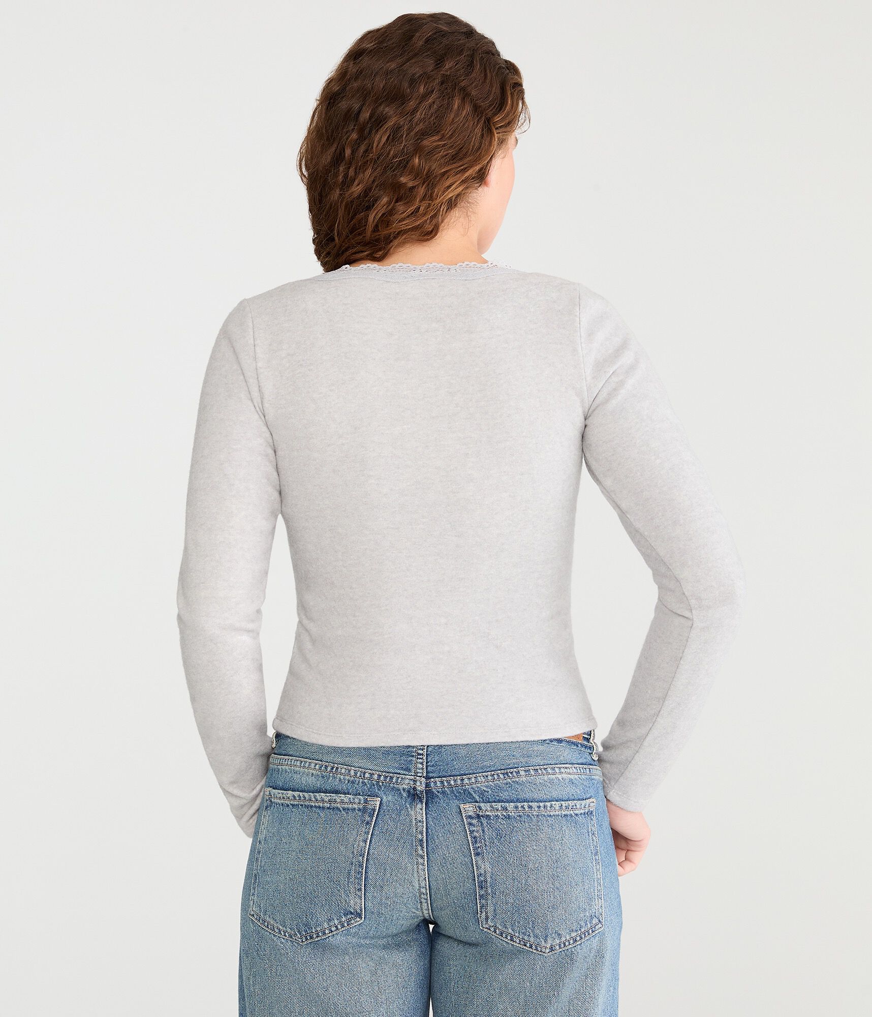 Long Sleeve Crossover Lace V-Neck Tee