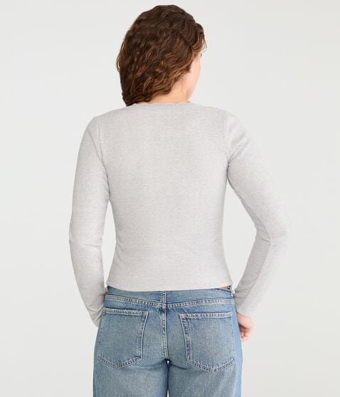 Long Sleeve Crossover Lace V-Neck Tee Long Sleeve Crossover Lace V-Neck Tee