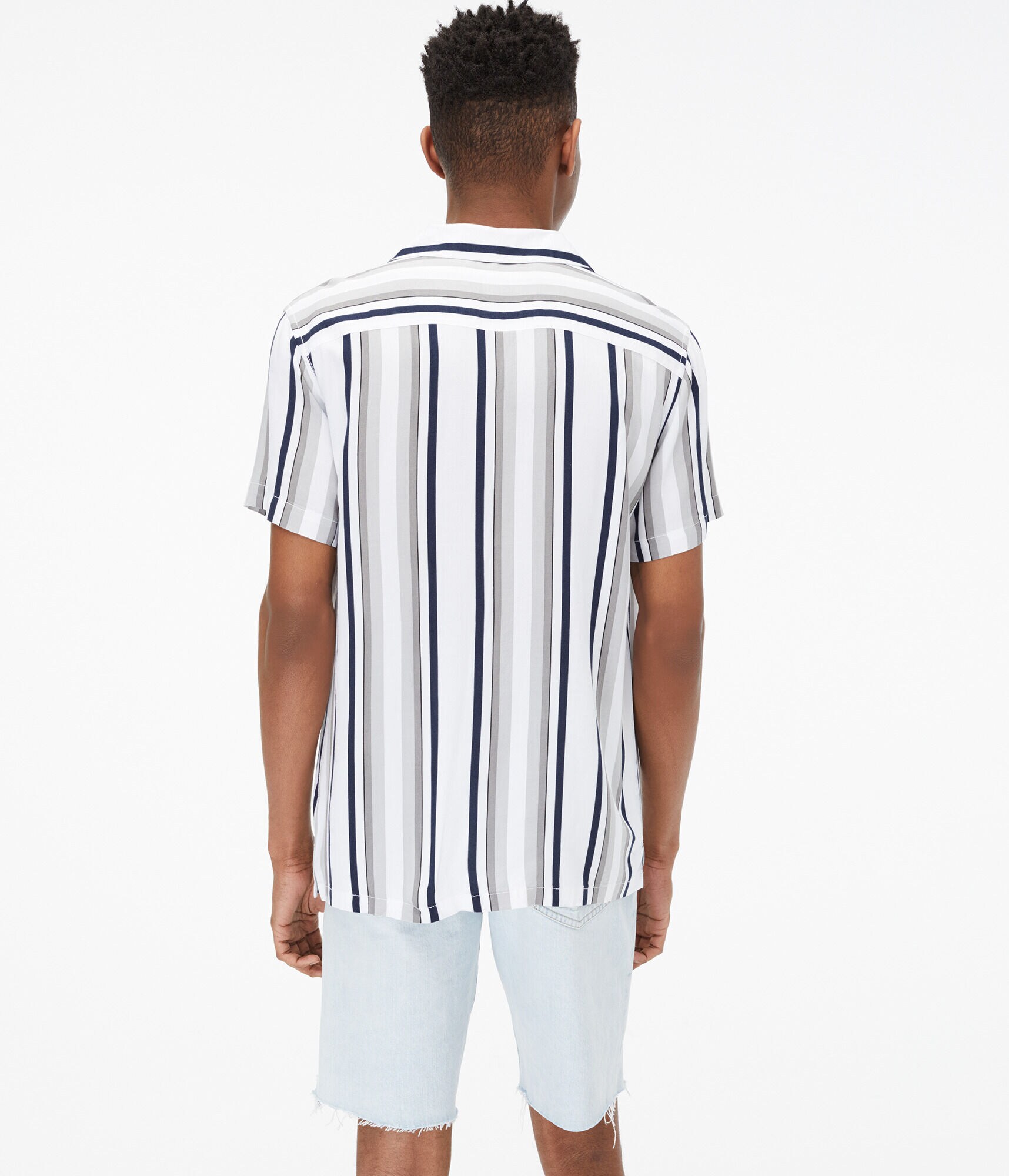Vertical Stripe Button-Down Resort Shirt