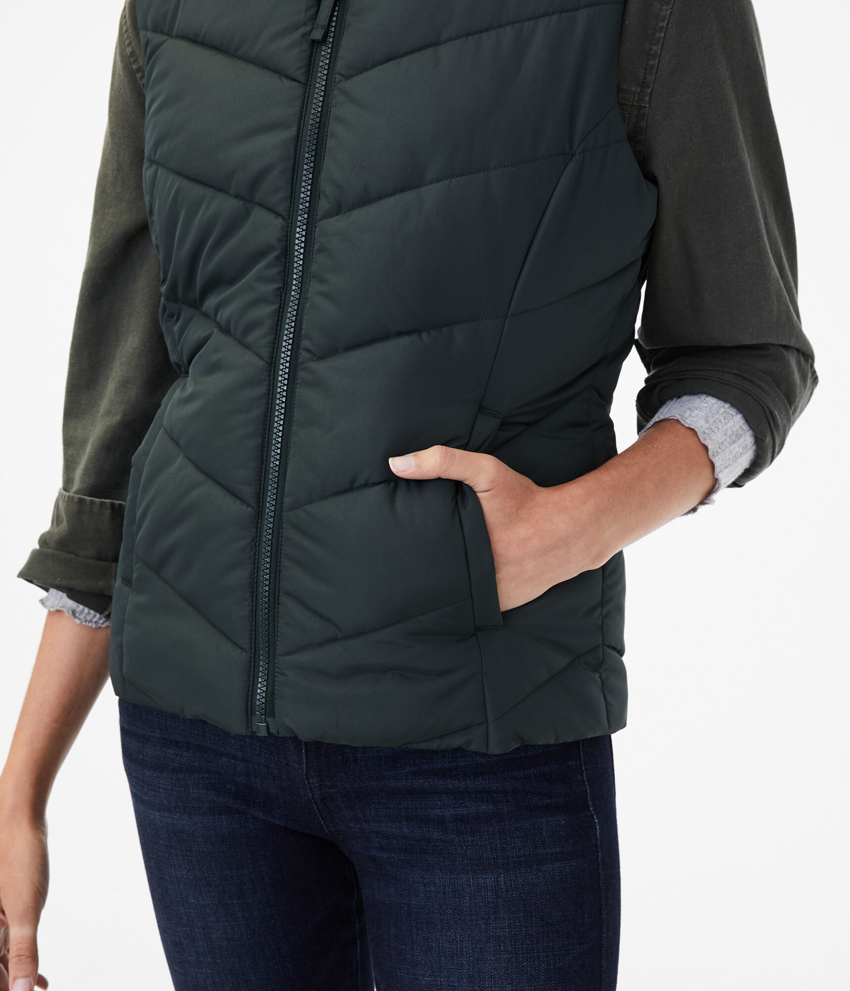 Chevron Quilted Puffer Vest