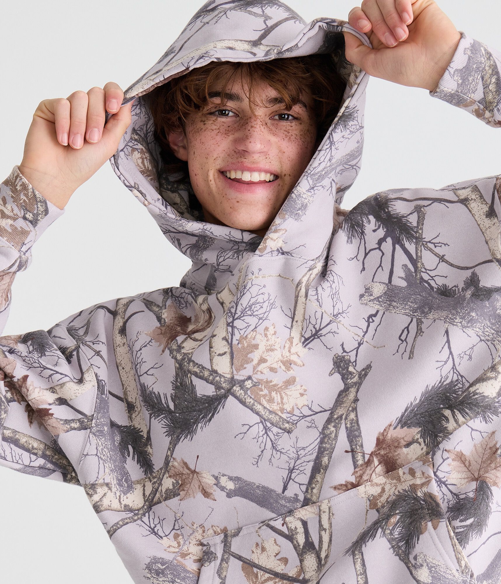 Cloud Soft Forest Camo Boxy Pullover Hoodie