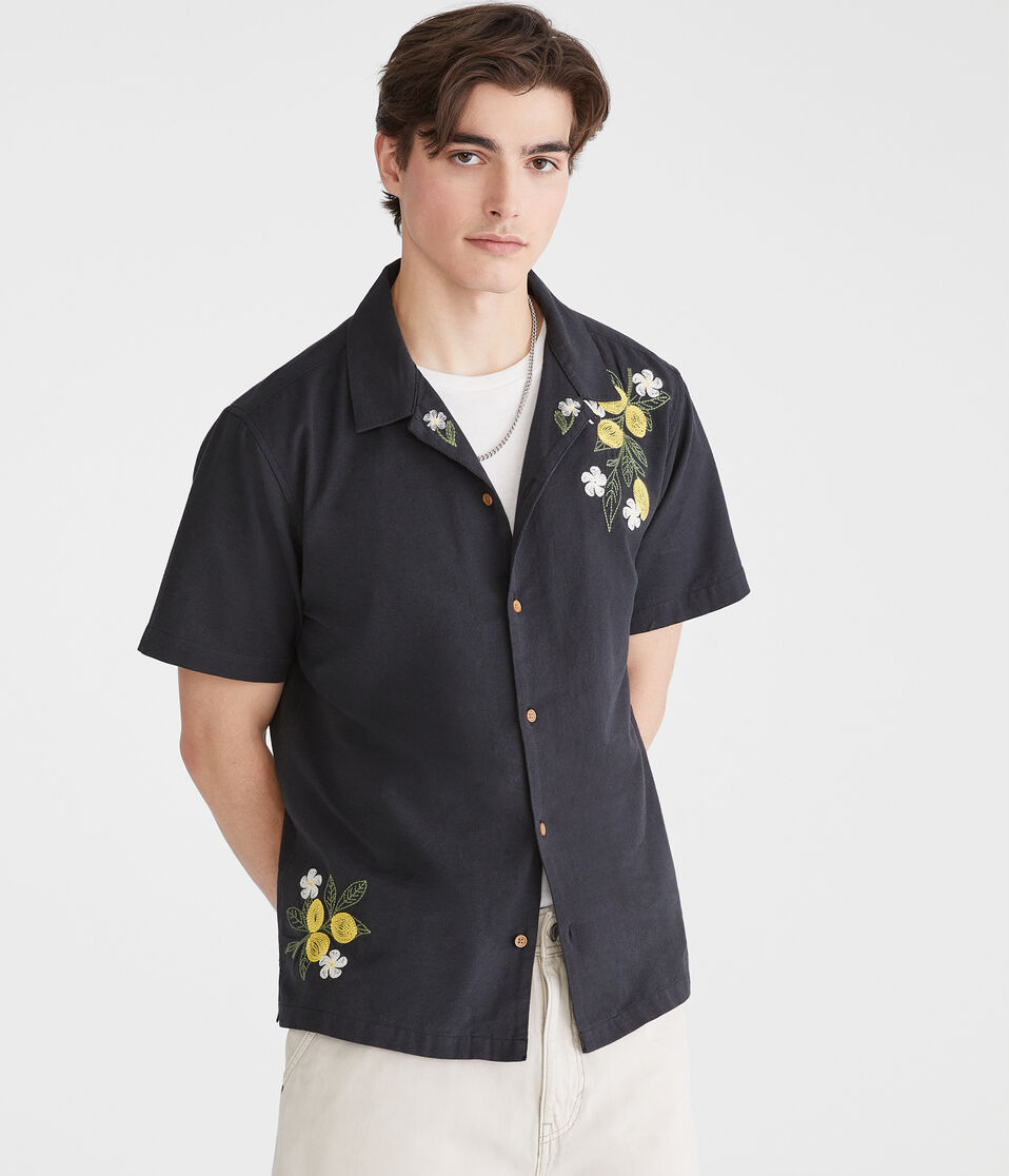 Short Sleeve Lemons Linen Camp Shirt