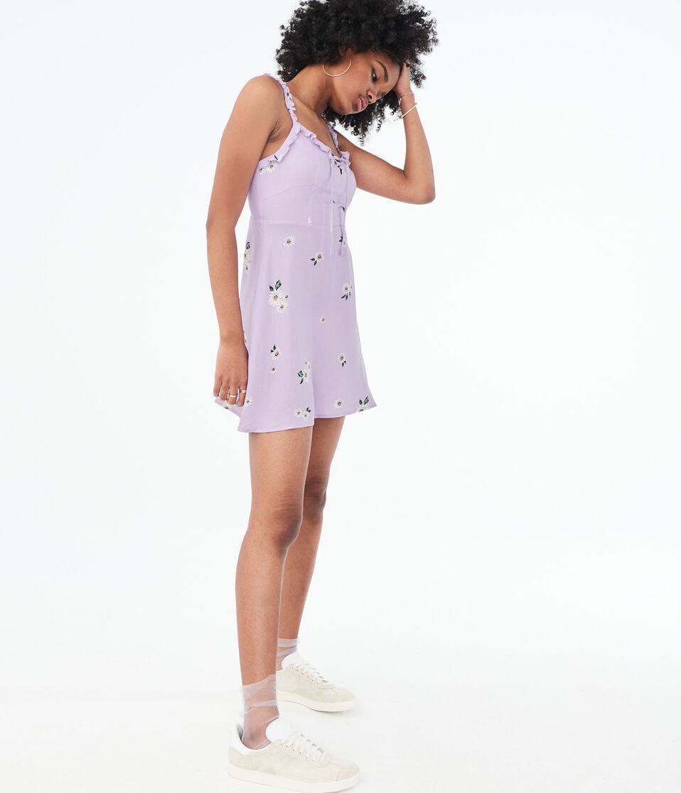 Floral Lace-Up Fit & Flare Dress