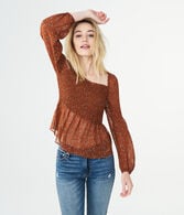 Long Sleeve Floral Smocked Top