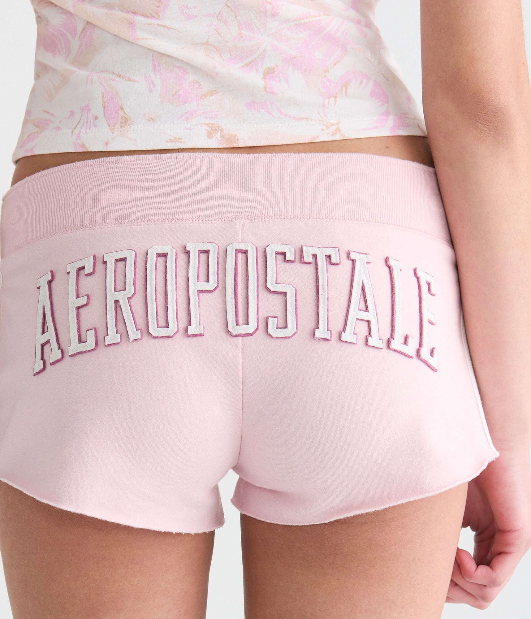 Aeropostale Striped Heritage Low-Rise Fleece Shorts