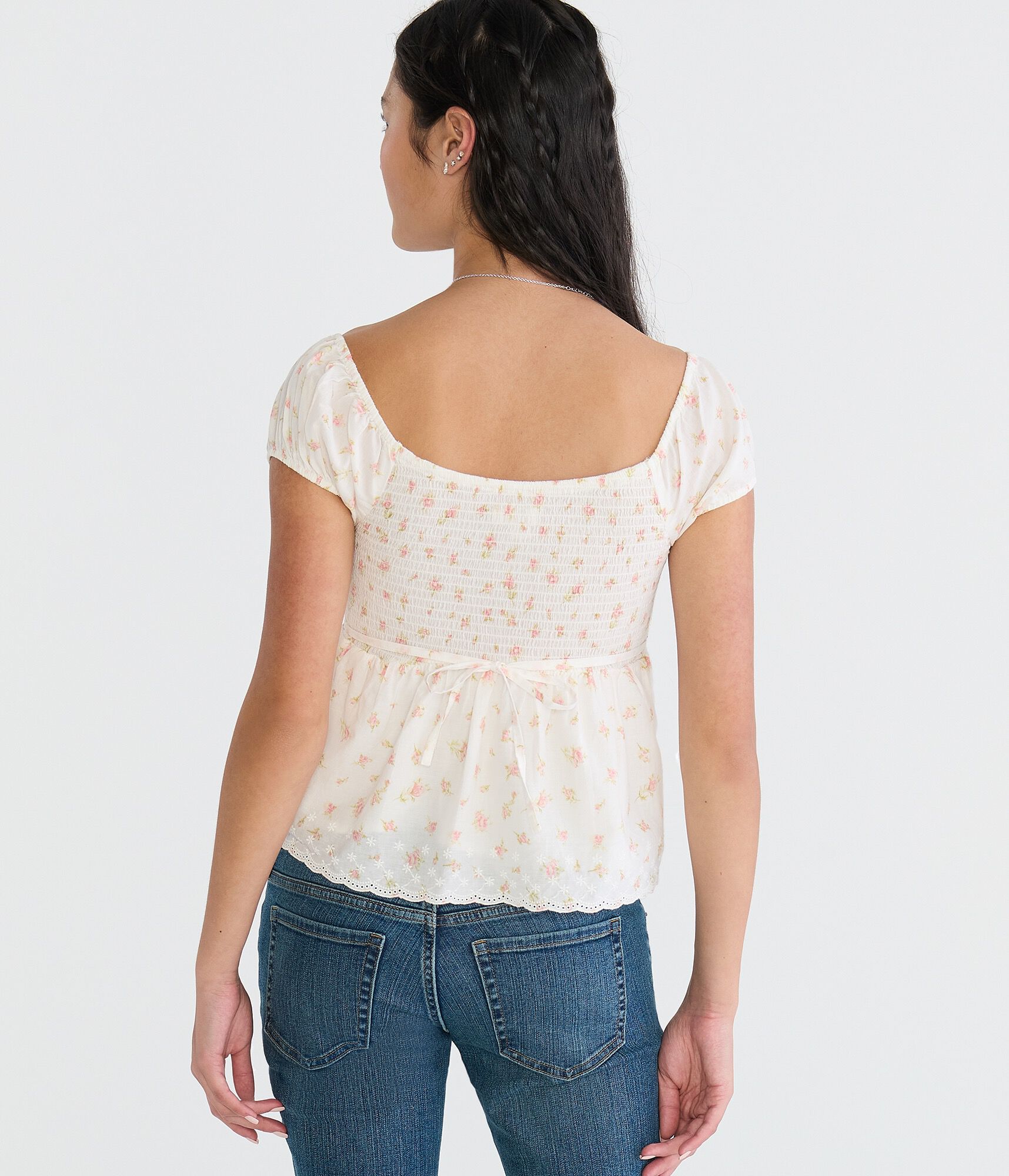 Floral Tie-Back Babydoll Top