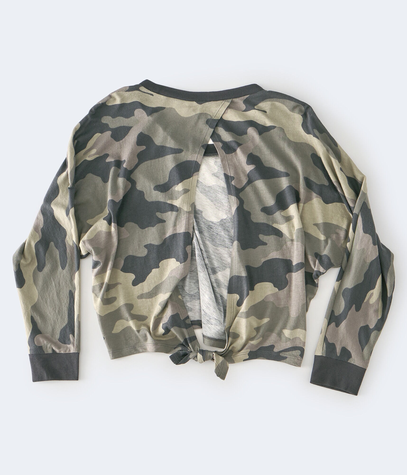 Camo Open-Back Dolman-Sleeve Top***