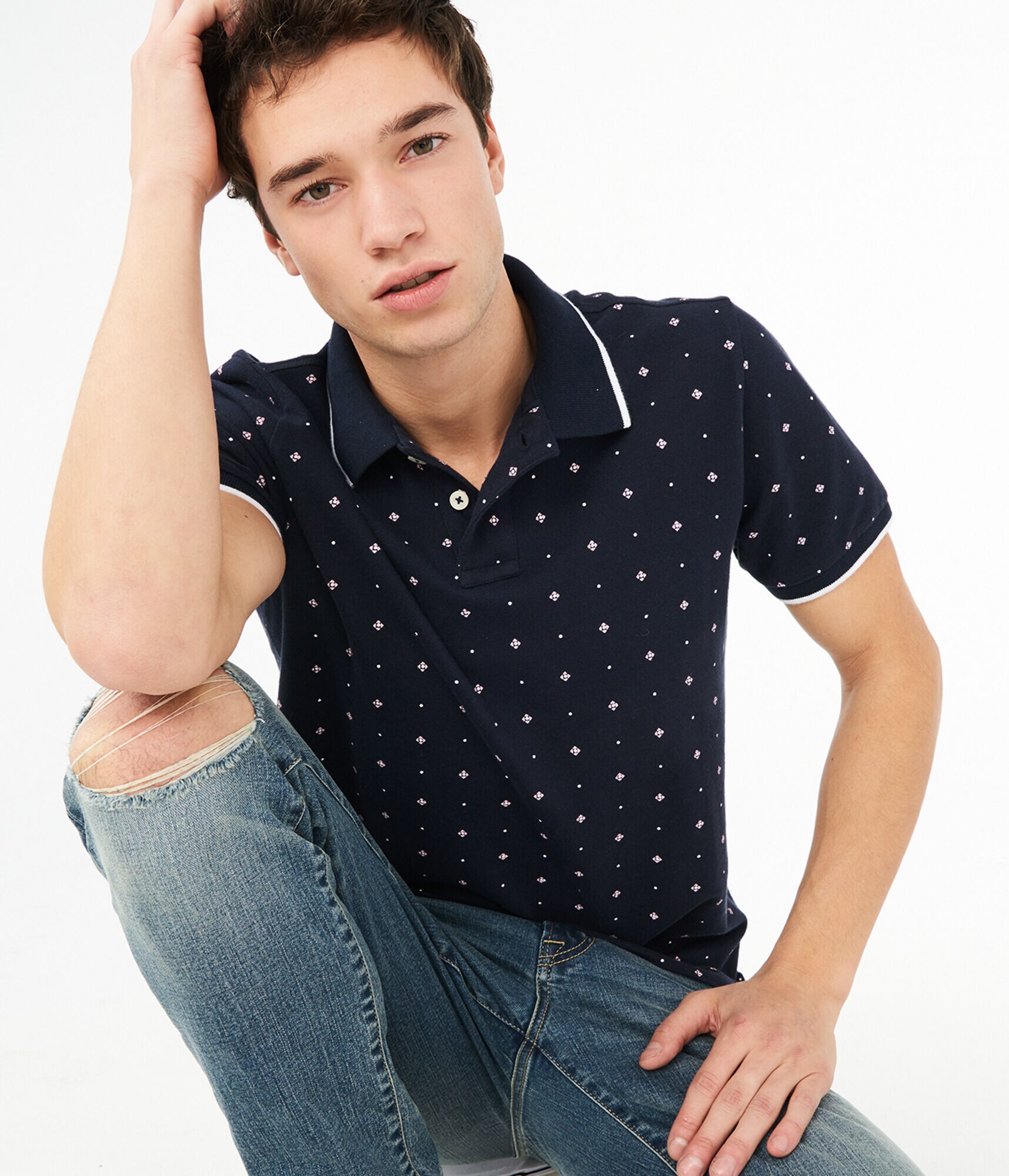 Geo Diamond Dot Pique Polo