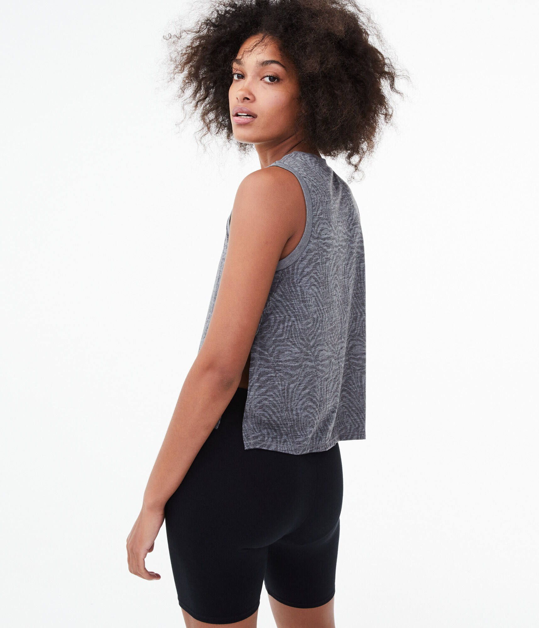 Tiger Stripe Side-Slit Muscle Tank