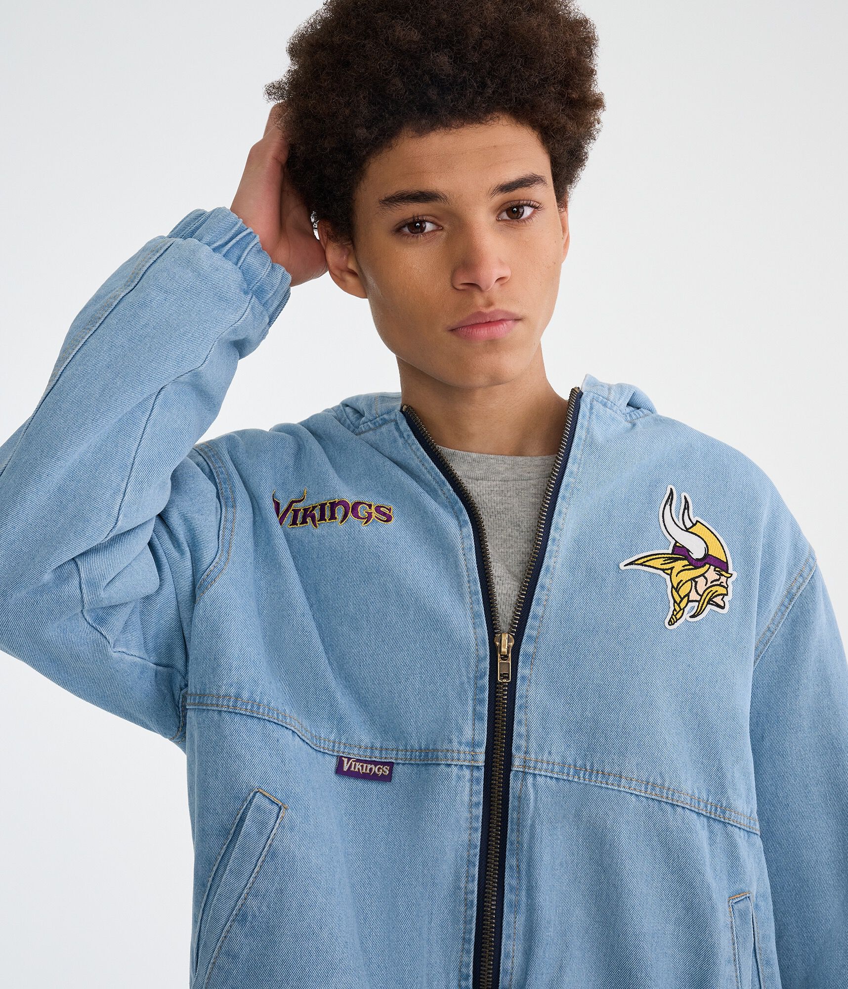 Minnesota Vikings Full-Zip Hooded Denim Jacket