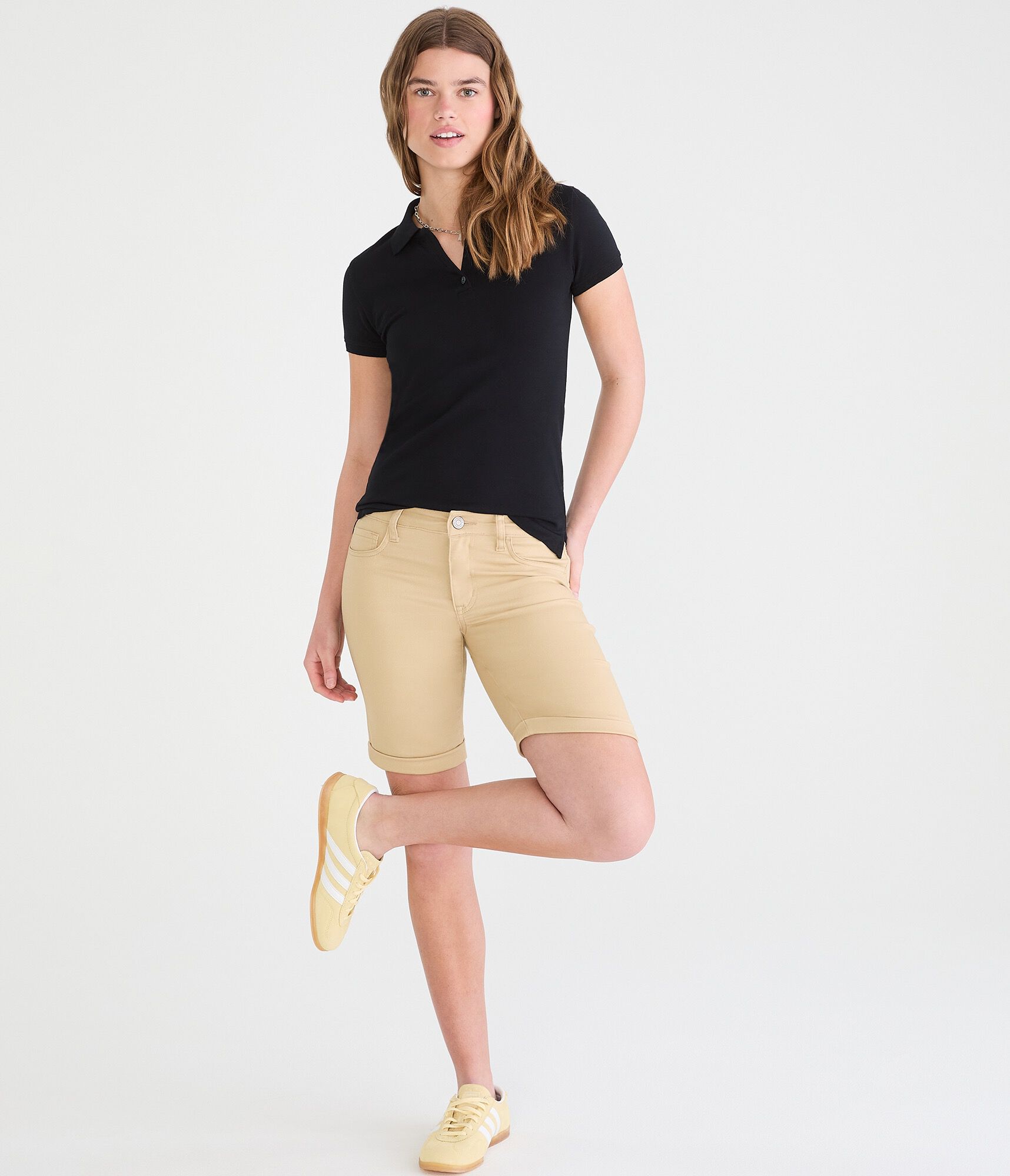 Mid-Rise Uniform Bermuda Shorts
