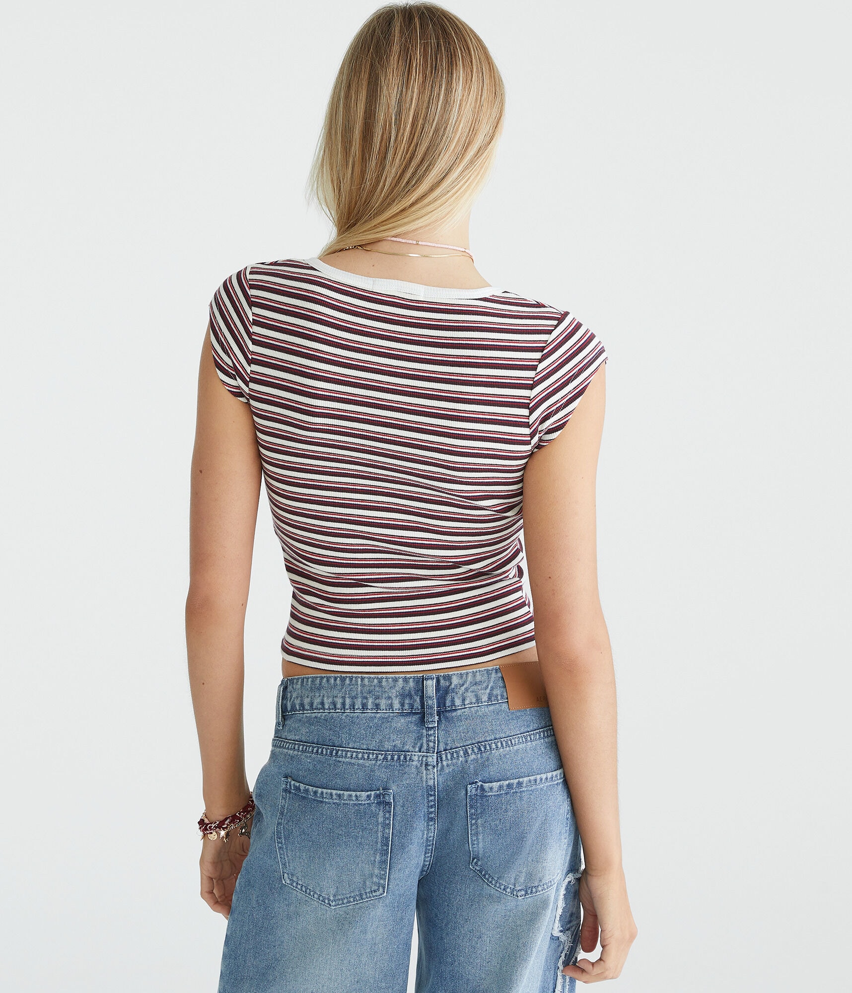 Thin Stripe Scoop-Neck Henley