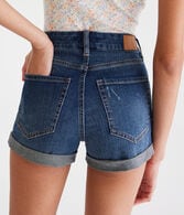 Curvy High-Rise Denim Midi Shorts