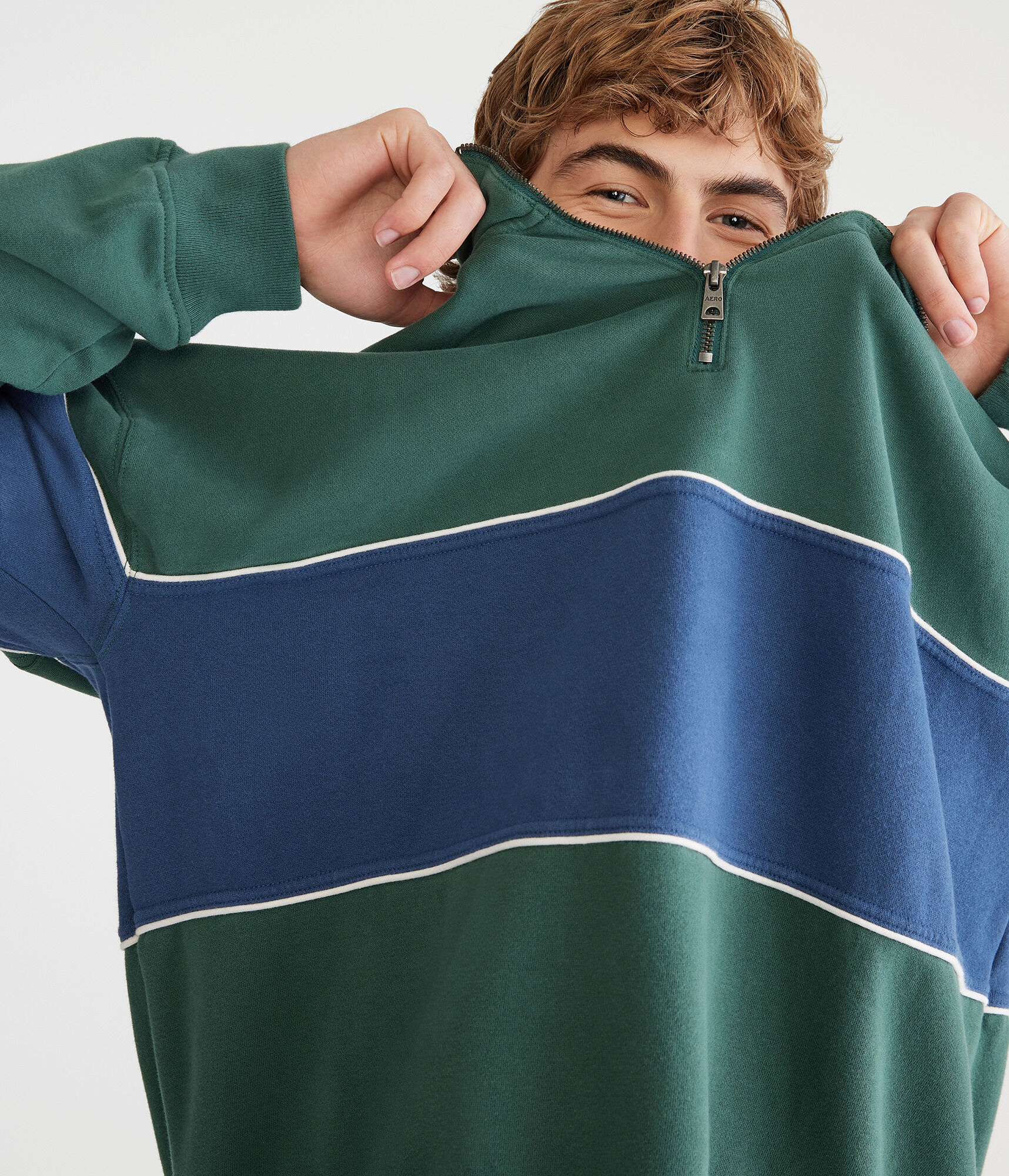 Colorblocked Quarter-Zip Sweatshirt