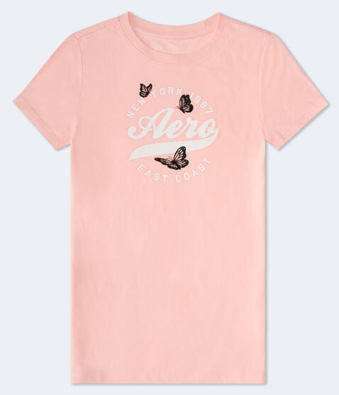 Aero Circle Butterflies Flocked Graphic Tee Aero Circle Butterflies Flocked Graphic Tee