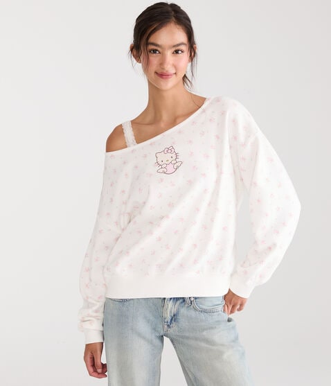 Hello Kitty | Aero Heart Floral Off-The-Shoulder Sweatshirt Hello Kitty | Aero Heart Floral Off-The-Shoulder Sweatshirt