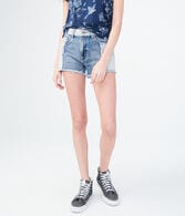 High-Waisted Medium Wash Cheeky Denim Shorts