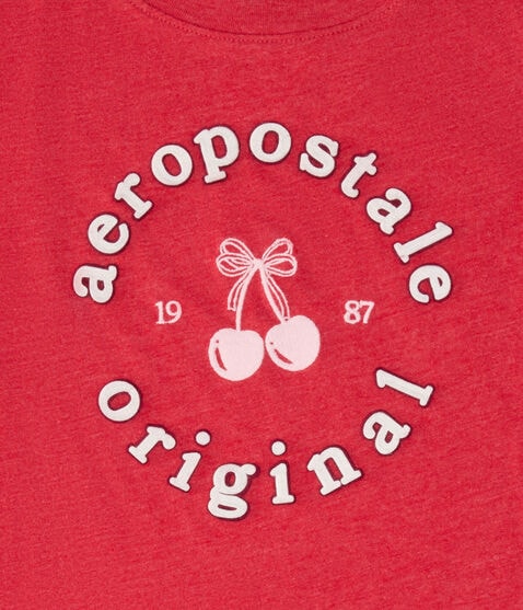 Aeropostale Circle Cherry Appliqué Graphic Tee Aeropostale Circle Cherry Appliqué Graphic Tee