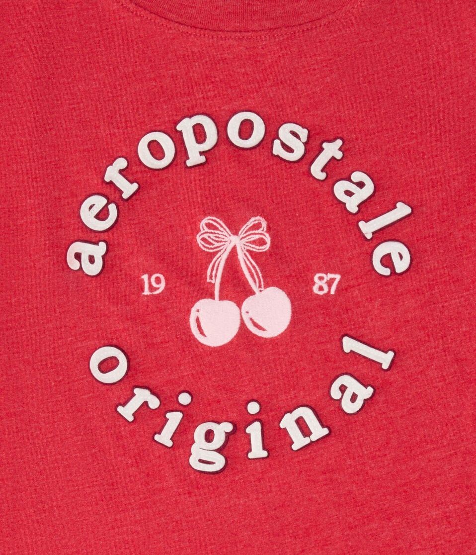 Aeropostale Circle Cherry Appliqué Graphic Tee