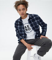 Long Sleeve Plaid Microfleece Button-Down Shirt