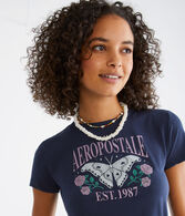 Aeropostale Butterfly Roses Graphic Tee