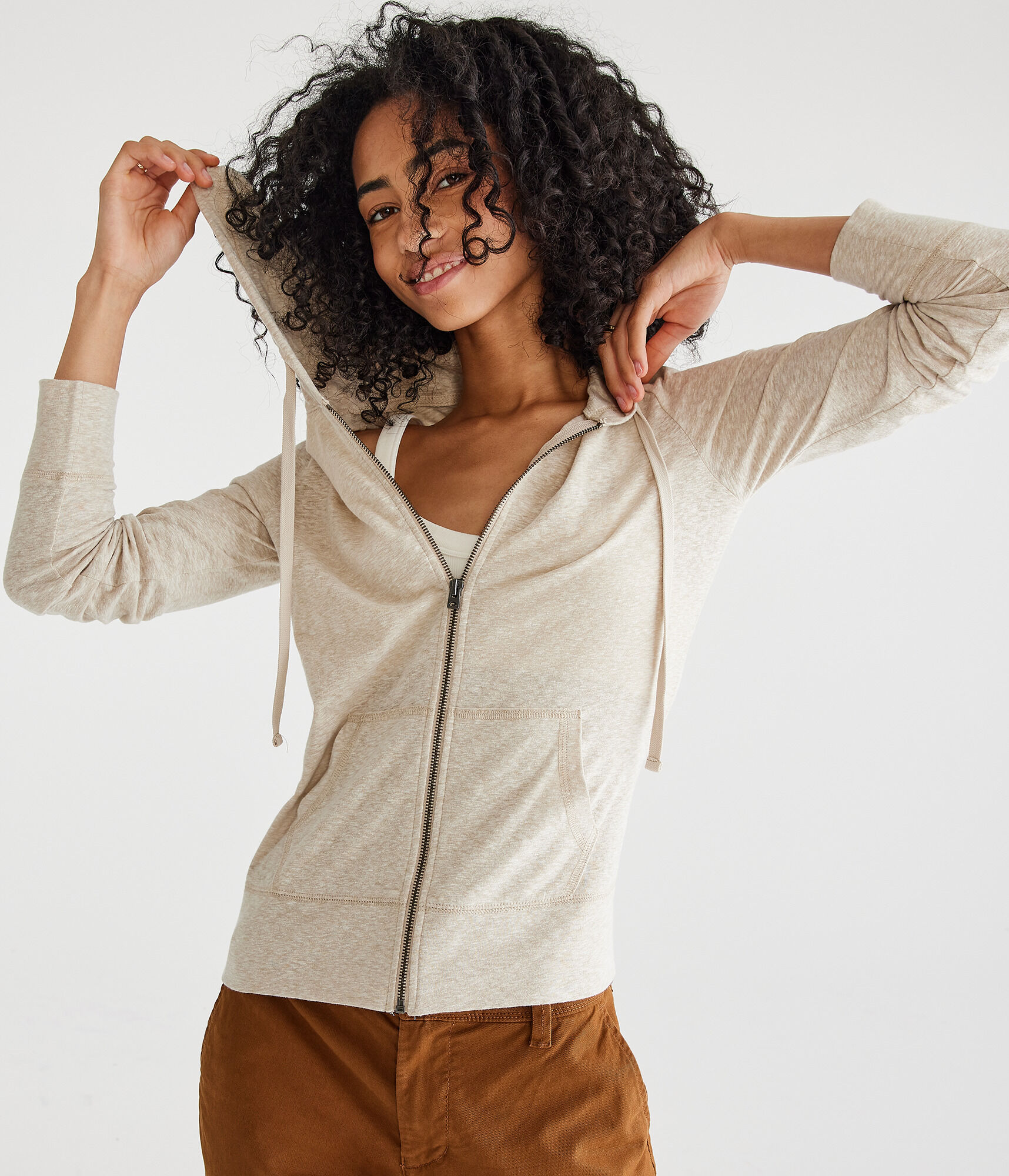 Solid Lightweight Full-Zip Hoodie