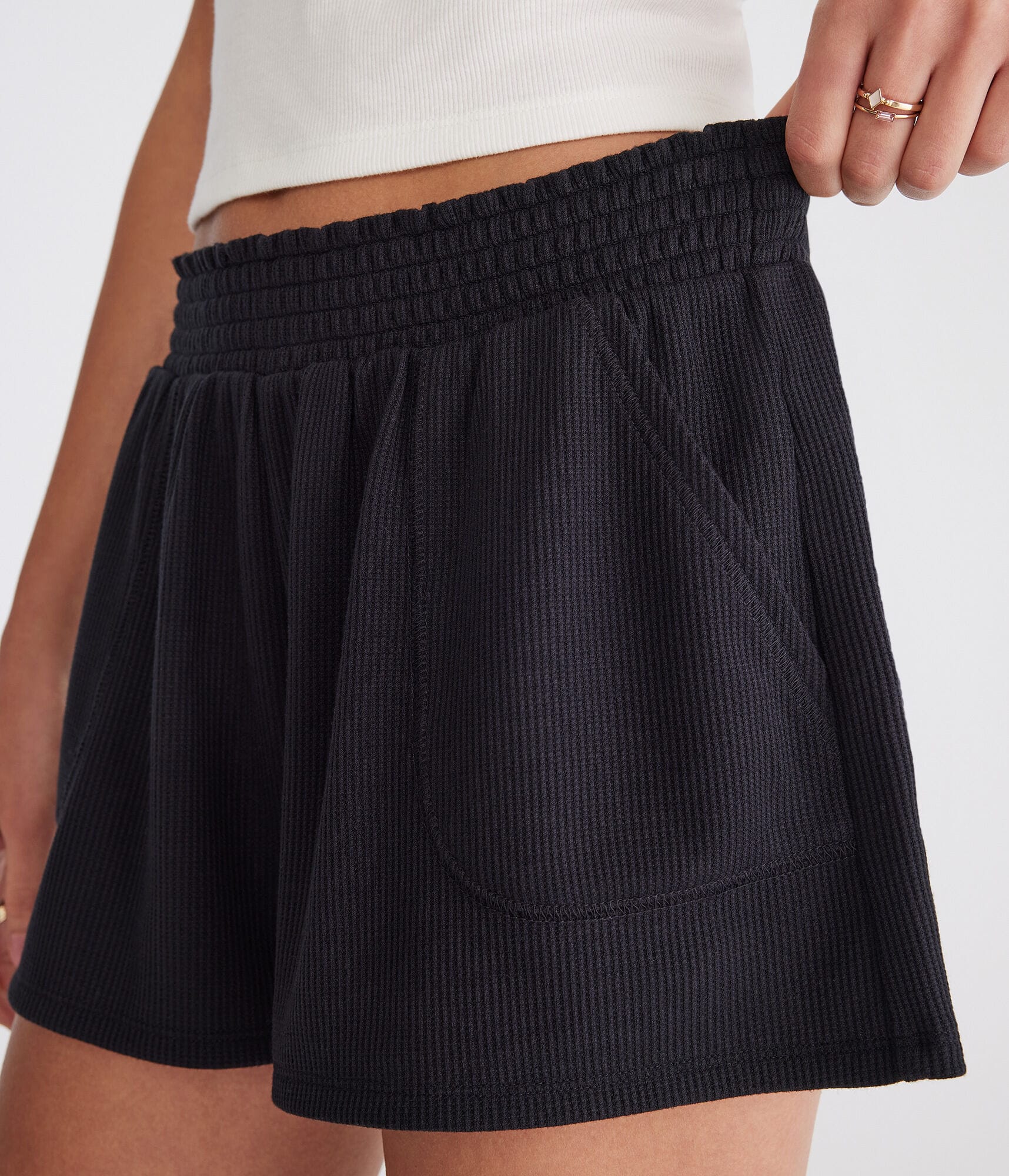 Mid-Rise Waffle Shorts