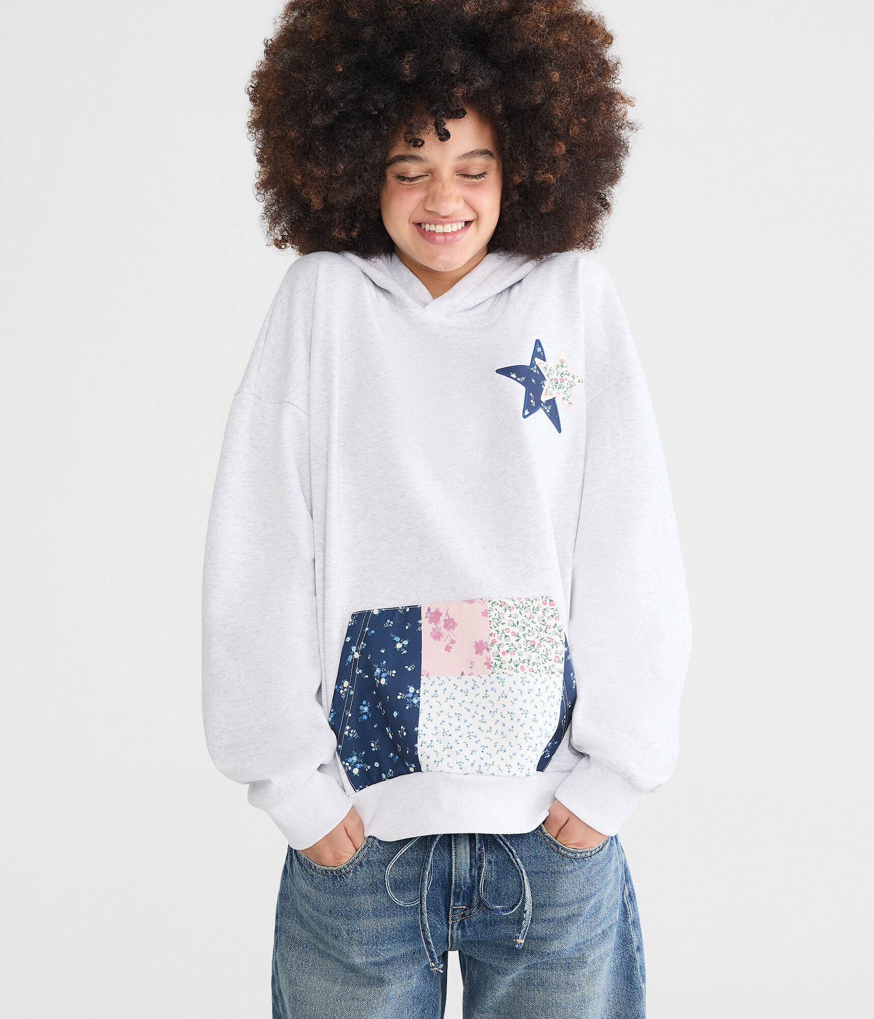 Cloud Soft Star Patchwork Pullover Hoodie