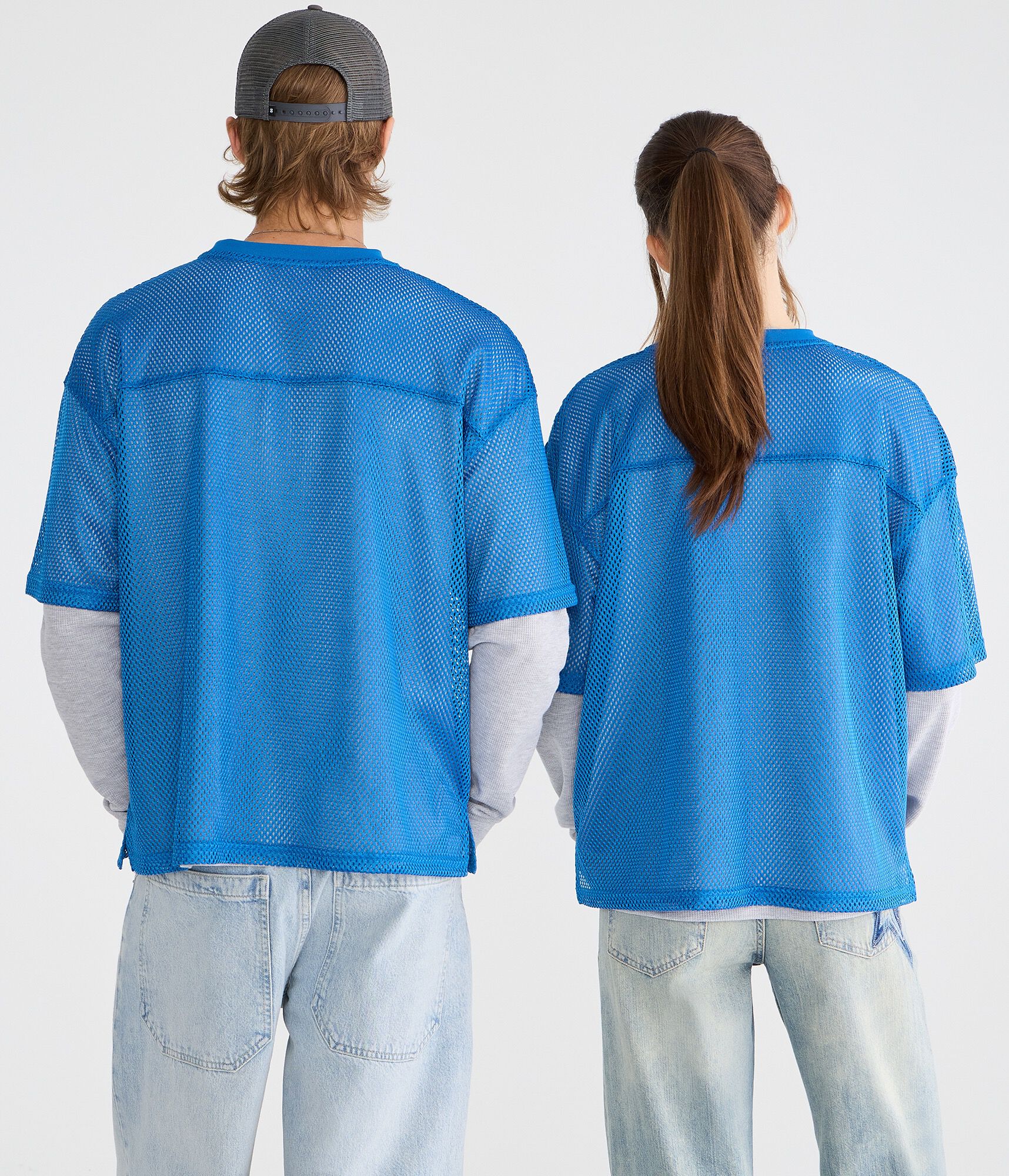 Long Sleeve Detroit Lions Boxy Mesh 2Fer Top
