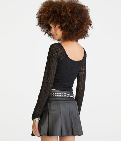 Long Sleeve Lace V-Neck Crop Top Long Sleeve Lace V-Neck Crop Top